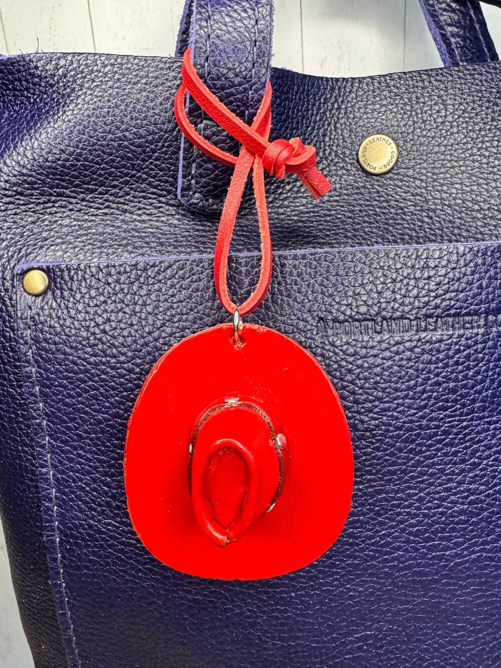 Red Western Leather Purse Charm Red Cowboy Hat Bag Charm NeW FAST SHIP
